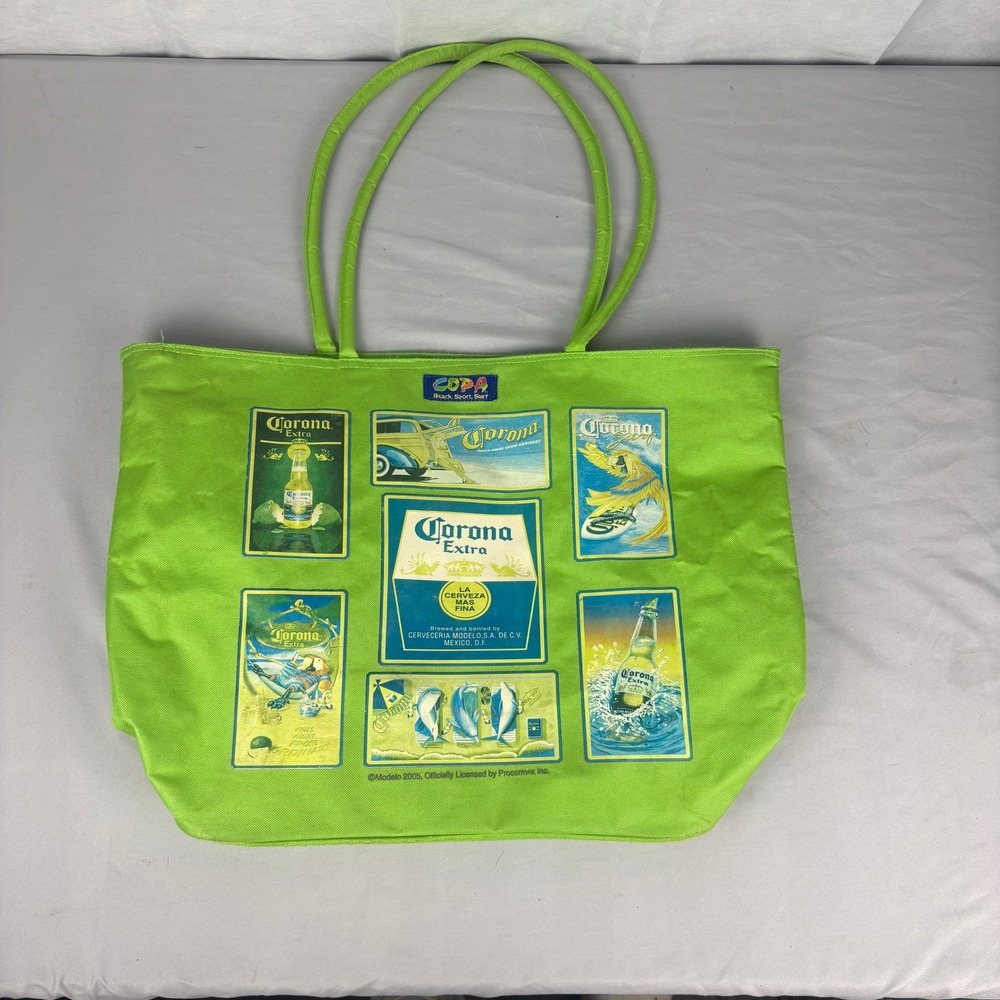 Y2K Corona Extra Lime Green Tote Bag Copa Beach Sport Surf Vintage Graphics 2005
